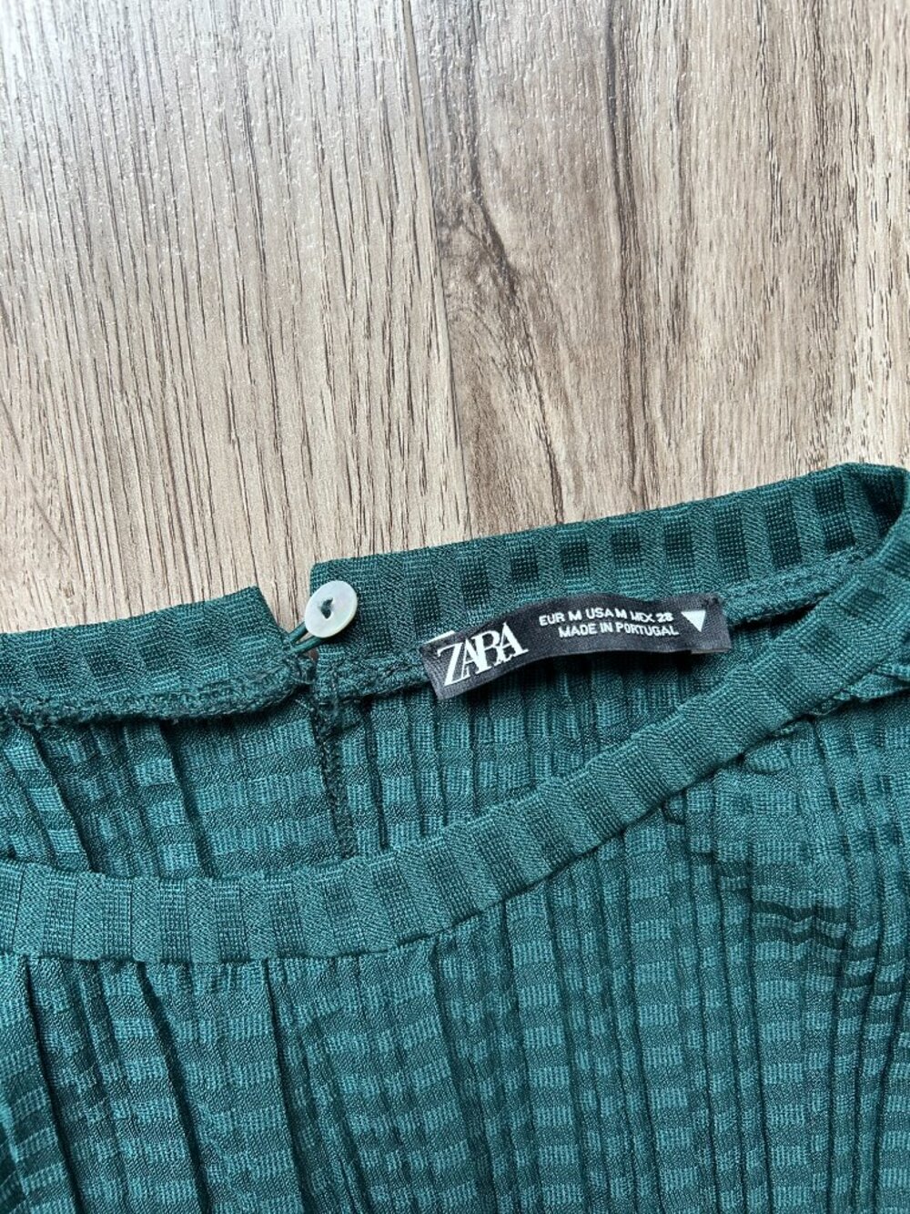 Zara Wide Leg Waffle Belted Forest Green Jumpsuit Size M - Picture 5 of 6